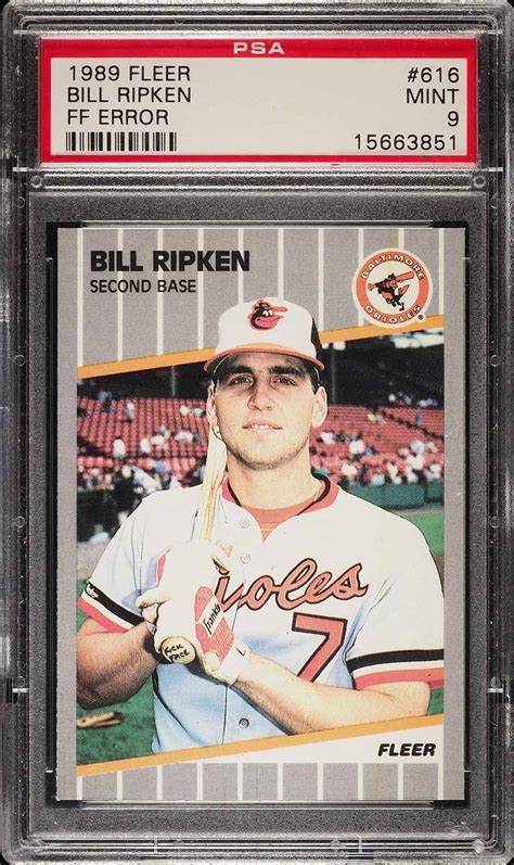 1989 Fleer Bill Ripken ROOKIE RC, FF ERROR #616 PSA 9 MINT (PWCC) - PWCC