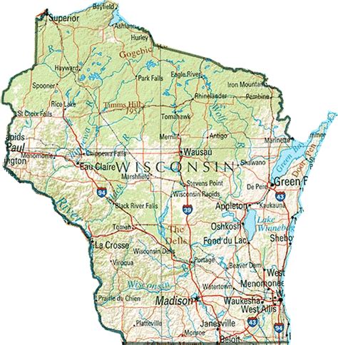 Map Of Wisconsin With Towns And Roads - London Top Attractions Map