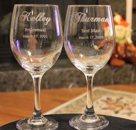 7 Wine Glasses Wedding Party Engraved Personalized Wine