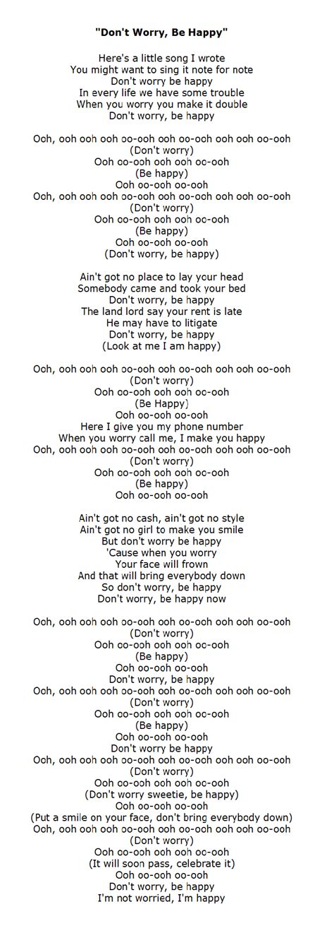 Don T Worry Be Happy Lyrics