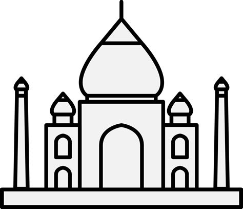 Free outline simplicity drawing of taj mahal landmark front elevation ...