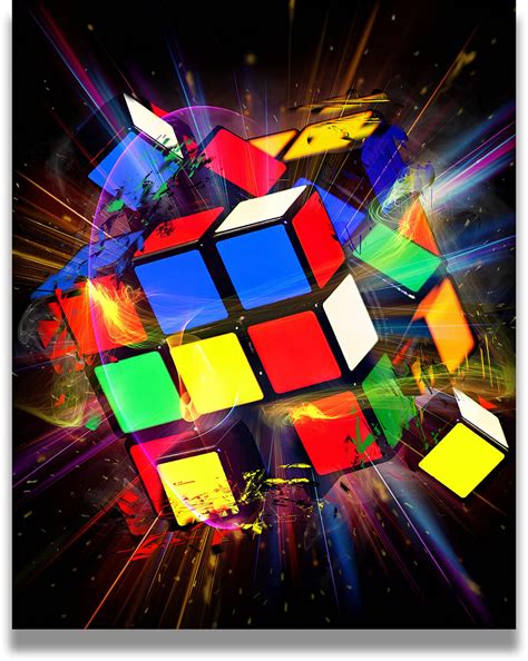 Buy Govivo Exploding Rubik's Cube - Wall Art Decor Print with a black ...