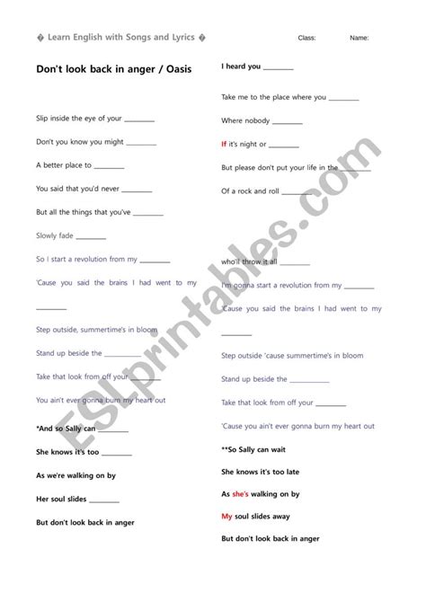 [Learn English with Songs and Lyrics] Donï¿½t look back in anger ...