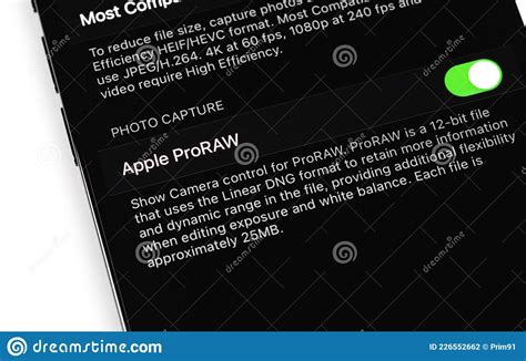 IPhone 12 Pro Max Settings Camera Apple ProRAW on Display Editorial ...