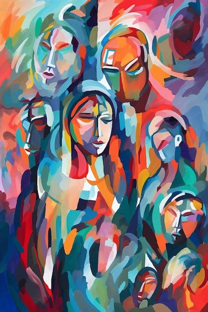 Premium AI Image | A painting of a group of people with faces painted ...