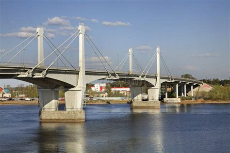 Bridge Over the Volga River in Kimry. Tver Oblast Stock Photo - Image ...