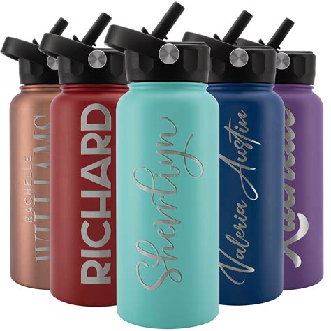 Personalized Water Bottle w/Straw Lid, 32 oz | Custom Stainless Steel ...