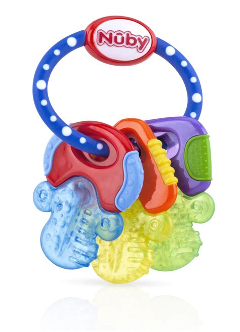 Nuby Soothing Teether, IcyBite Keys, 3+ Months, Blue, 1 Teether ...