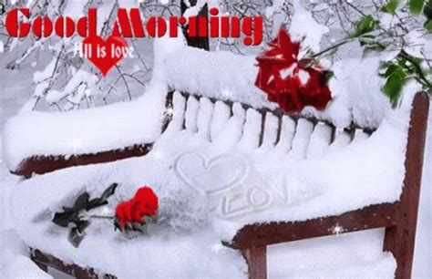 Good Morning Roses GIF - GoodMorning Roses Snow - Discover & Share GIFs