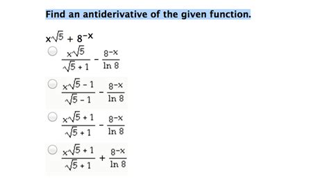 How To Solve For The Antiderivative