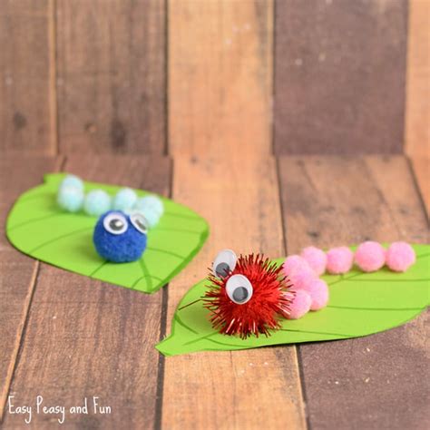 Caterpillar Pom Pom Craft - Spring Craft Ideas - Easy Peasy and Fun