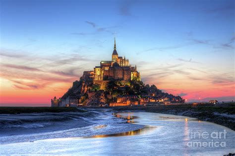 Mont Saint-michel At Sunset In Photograph by Christian Krieglsteiner