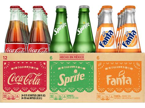 Mexican Soda Variety Pack, 12 Coca Cola, 6 Sprite, 6 Orange Fanta, 12 ...