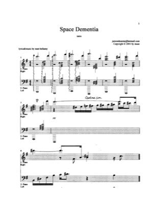 Space Dementia - Muse Free Piano Sheet Music PDF