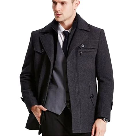 New mens winter wool Coat Men Slim Fit Fashion Jackets Mens Casual Warm ...