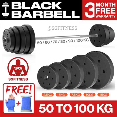 [INSTOCK] Home Gym Barbell 50 - 100KG Black PVC Barbell / Quality Gym ...