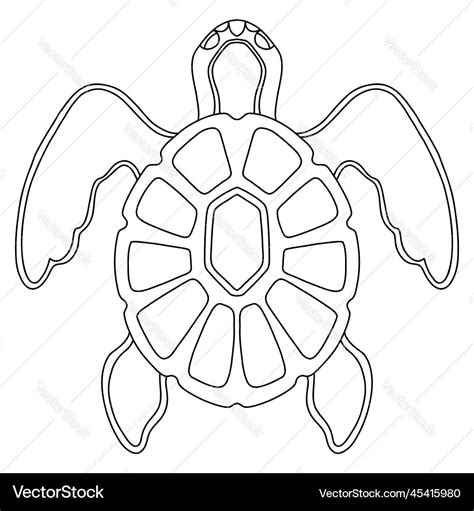 Beautiful sea turtle coloring template Royalty Free Vector