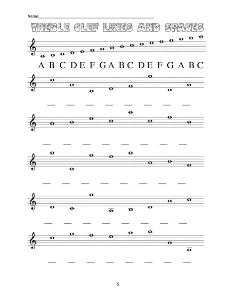 Treble Clef Worksheet - Stacy Ross | Library | Formative