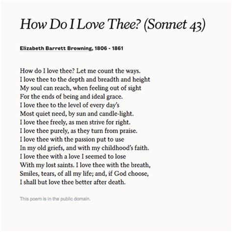 Elizabeth Barrett Browning's sonnet "How Do I Love Thee? (Sonnet 43 ...