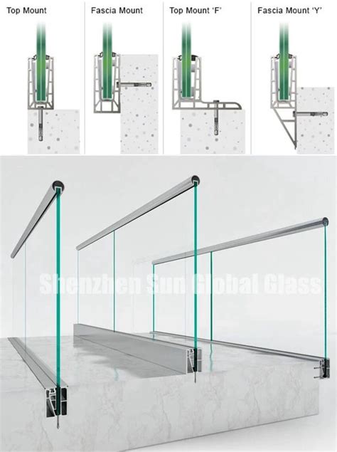 12mm tempered glass aluminium u channel railing system | Glass handrail ...