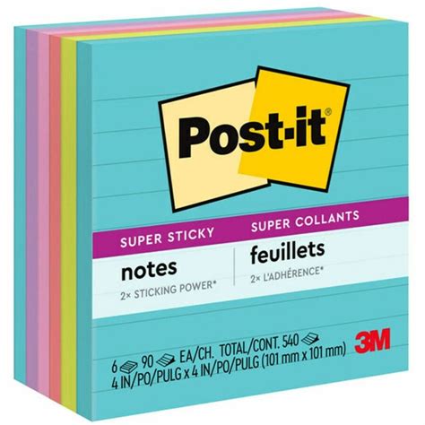 Post-it® Super Sticky Lined Notes - Supernova Neons Color Collection ...