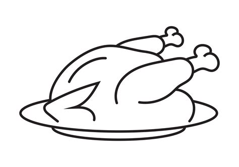 Thanksgiving dinner roast turkey line art icon for apps or websites ...