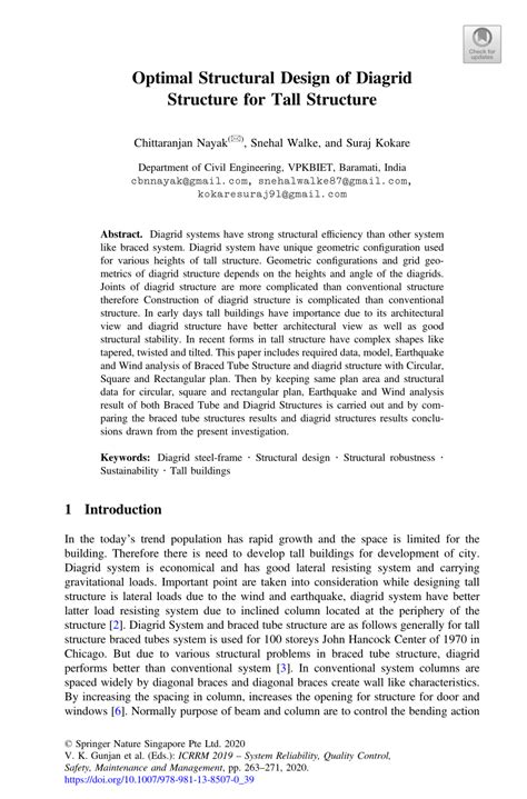 (PDF) Optimal Structural Design of Diagrid Structure for Tall Structure