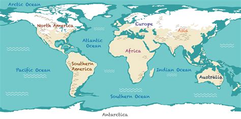 Continents And Oceans Map