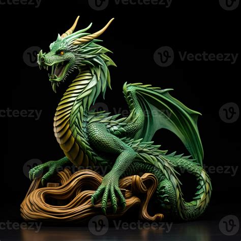 Green wooden dragon, new year 2024. 27594688 Stock Photo at Vecteezy