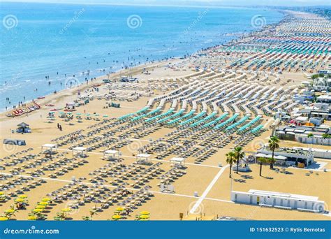 Aerial View of Rimini Beach in Italy Stock Image - Image of parasol ...