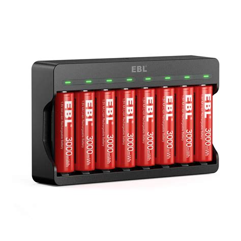 Buy EBL 8 Pack Rechargeable Lithium AA Batteries, 1.5V 3000mWh Double a ...