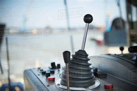 Close up of tugboat engine controls - Stock Photo - Dissolve