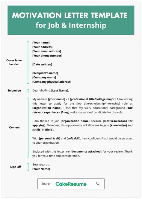 Motivation Letter Examples, Template & Writing Tips | CakeResume