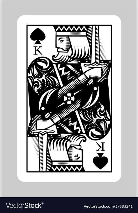 King spades playing card in vintage engraving Vector Image