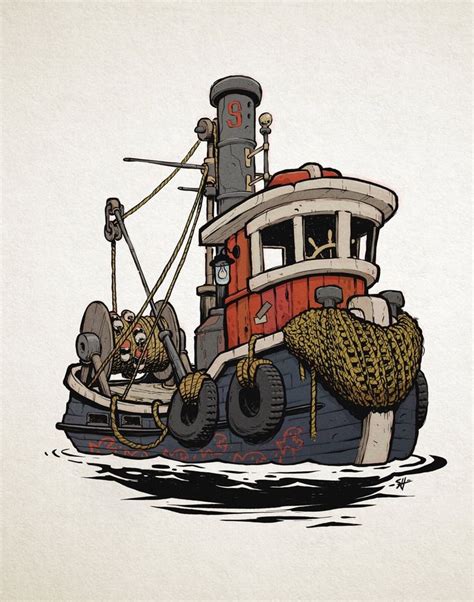 I drew a tugboat/fishing boat. - ipadpro post | Boat drawing, Boat art ...