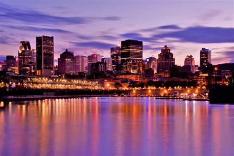 Night Time Skyline across the water in Montreal, Quebec, Canada image ...