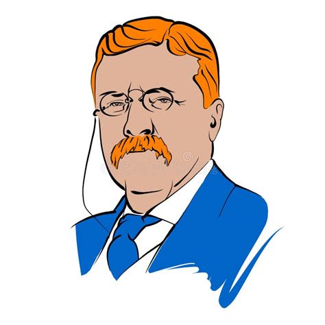 Theodore Roosevelt Vector Drawing with Colored Surfaces Stock Vector ...