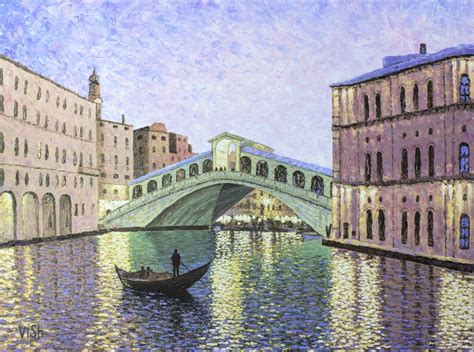 Venice canal oil painting with Rialto Bridge/ Canal Italy | Etsy