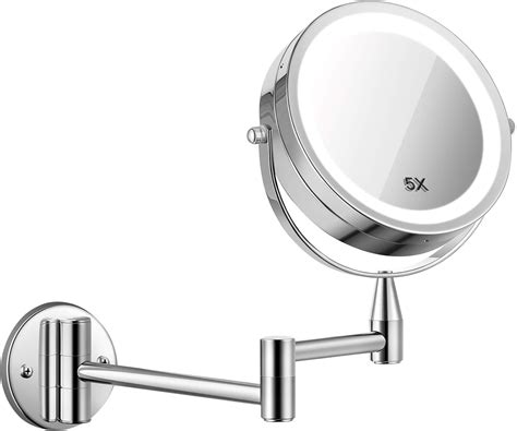 Wall Mounted LED Double-Sided Magnifying Makeup Mirror, 1X/5X ...