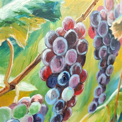 Grape Vine Painting Original Oil on Canvas Grapes Kitchen Wall | Etsy