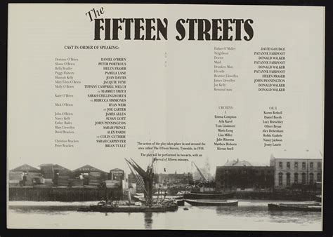 Programme for 'The Fifteen Streets' by Catherine Cookson - Mercury Theatre