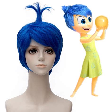 Free Shipping!! Movie Inside Out Joy Cosplay Wig Blue Short Synthetic ...