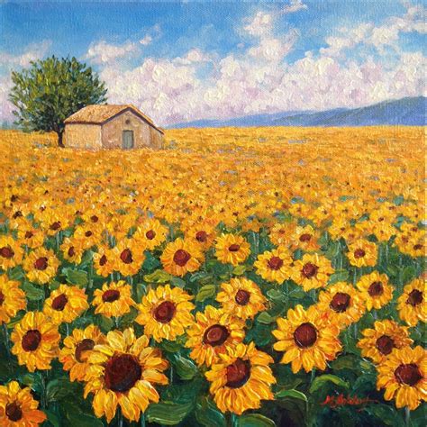 Sunflower Field Acrylic Painting - SUNFLOWER