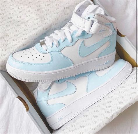 Light blue custom painted air jordan 1 mid | Etsy