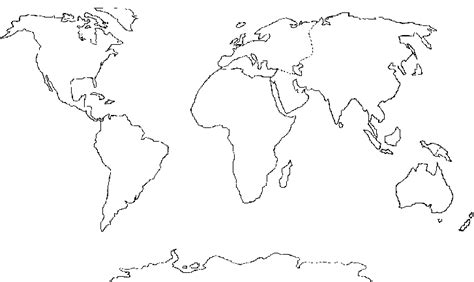 Blank World Map with Continent Outlines