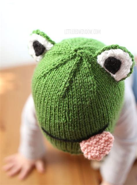 Funny Frog Hat Knitting Pattern - Little Red Window | Hat knitting ...