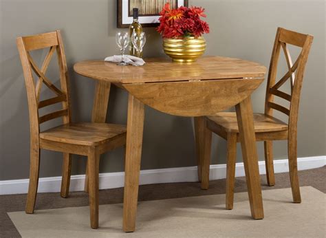 Simplicity Honey Extendable Round Drop-Leaf Dining Room Set ...