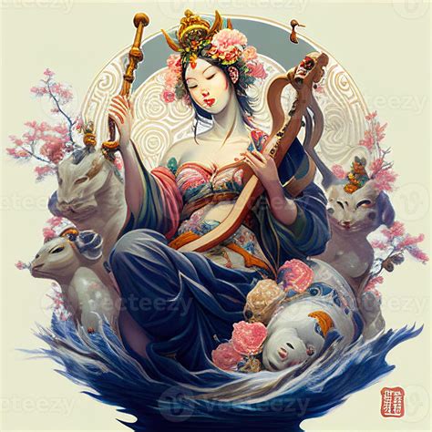 Benzaiten is a joyous Japanese goddess Generative AI 22249384 Stock ...