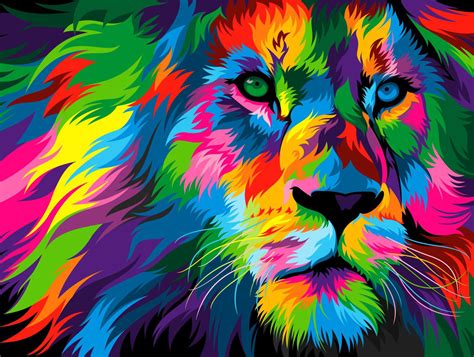 13 Colorful Animal Vector Illustration on Behance Lion Painting, Wall ...