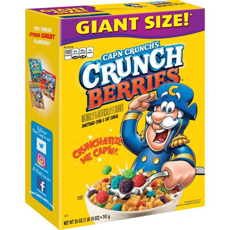 Cap'n Crunch Breakfast Cereal, Crunch Berries, 26 oz Box - Walmart.com ...